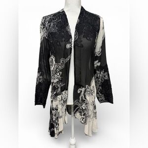 Citron Santa Monica floral sheer silk cardigan M
